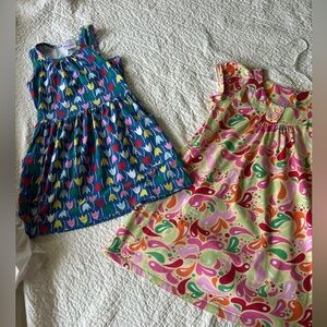 2 Hanna Andersson 6/7 summer dresses. Short sleeve and sleeveless floral dresses